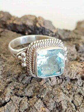 Sundance Viken Antiqued Silver Aqua Stone Ring